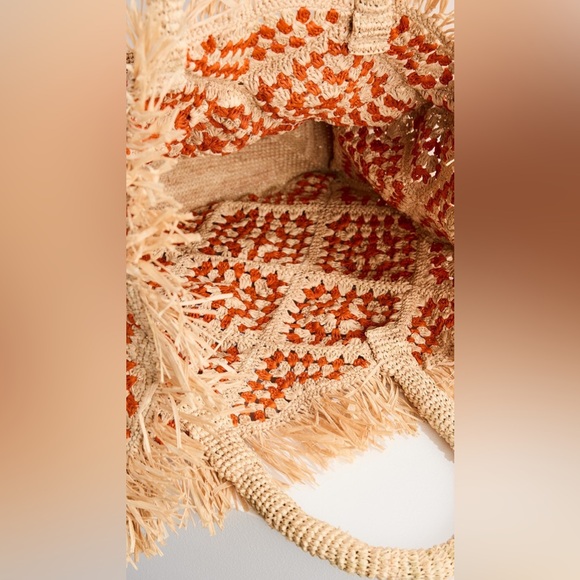 Eilaf Crochet Najoom Tote Orange & Tan - Picture 3 of 7